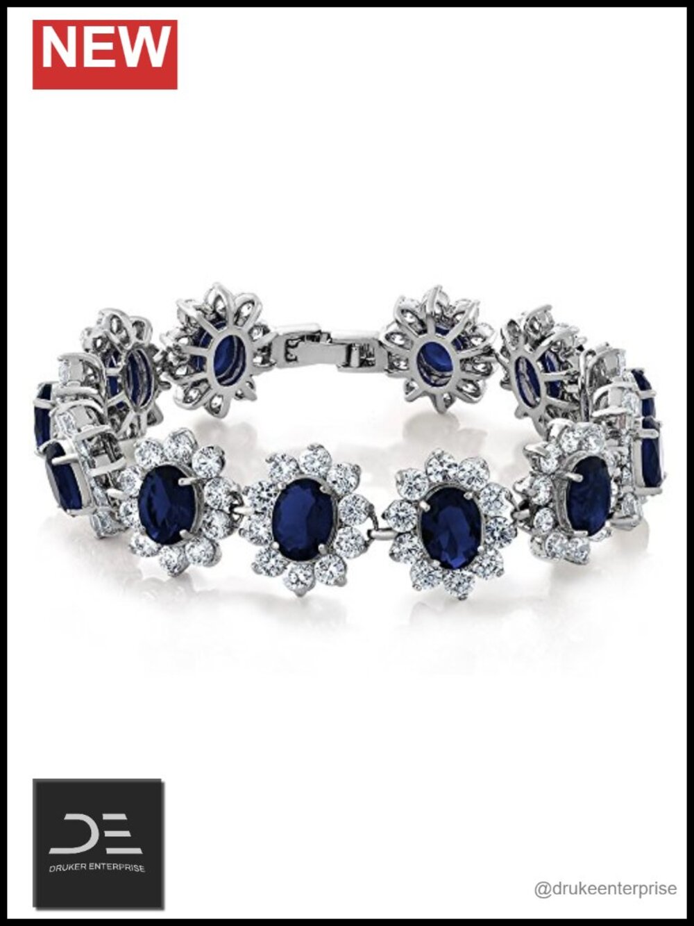 Tennis Bracelet Simulated Sapphire CZ Crystal Gemstone 7 Inch
